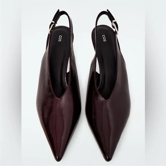 COS Patent Leather Burgundy Heeled Shoes - Picture 2 of 8